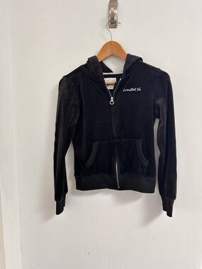 Limited Too Black Velour Hooded Zip Jacket